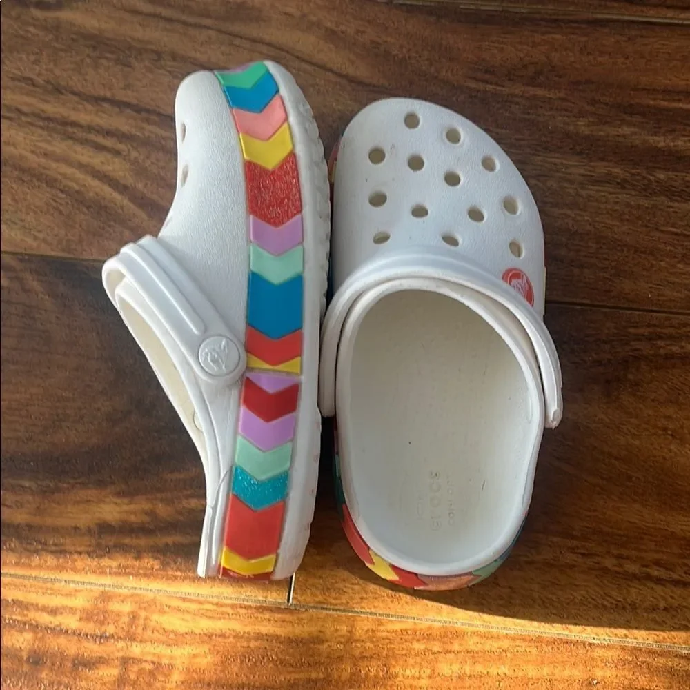 Crocs Kids' White and Multicolor Clogs